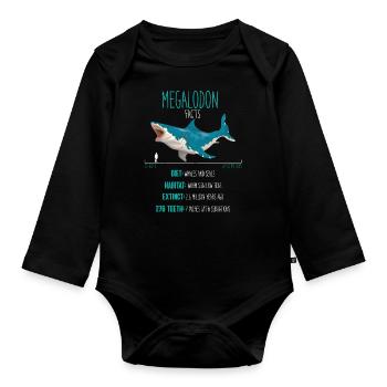 Shark megalodon facts, shark species, shark gift - Organic Longsleeve Baby Bodysuit - black - Front