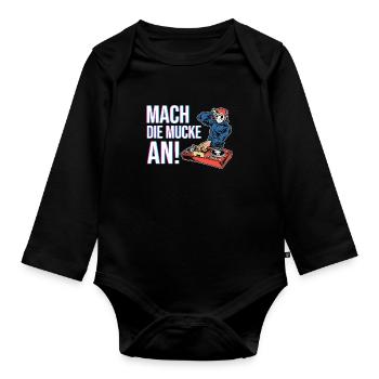 EDM Elektro Musik Lustig Techno Hardstyle - Baby Bio-Langarm-Body - Schwarz - Vorne