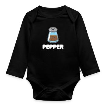 Halloween Pepper Funny Matching Couple Gift Partie 2 - Body Bébé bio manches longues - noir - Devant
