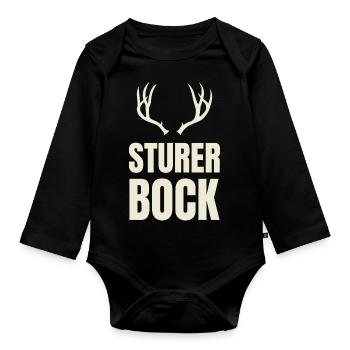 Sturer Bock Geschenk - Baby Bio-Langarm-Body - Schwarz - Vorne