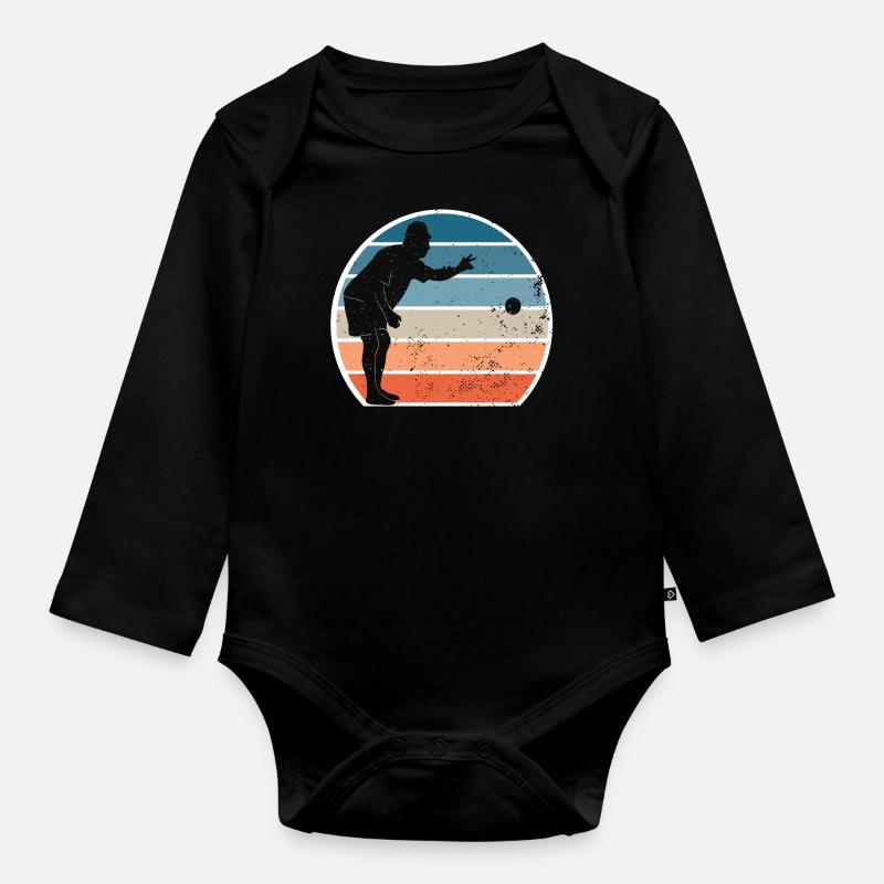 motif de boule de pétanque de pétanque - Body Bébé bio manches longues - noir