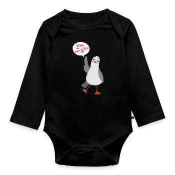 Moin love peace möwe Norden lustig Spruch Geschenk - Baby Bio-Langarm-Body - Schwarz - Vorne