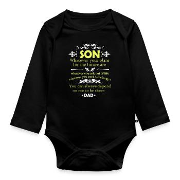 An Sohn Geschenk von Mutter Vater Eltern - Baby Bio-Langarm-Body - Schwarz - Vorne