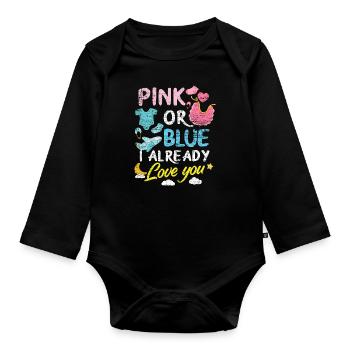 Gender Reveal Baby Party - Body Bébé bio manches longues - noir - Devant