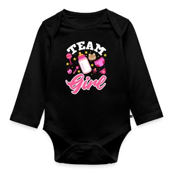 Team Girl Gender Reveal Baby Party - Body Bébé bio manches longues - noir - Devant