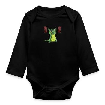 Haltérophilie haltérophile haltère - Body Bébé bio manches longues - noir - Devant
