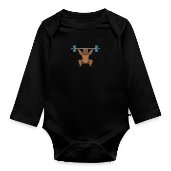 Weightlifting weightlifter barbell - Organic Longsleeve Baby Bodysuit - black - Front