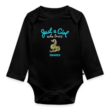 Conception de serpent pour les filles | Conception de serpent pour enfants - Body Bébé bio manches longues - noir - Devant