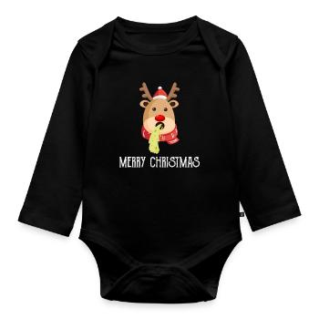 Ugly Christmas reindeer - Baby Bio-Langarm-Body - Schwarz - Vorne