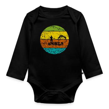 Angeln - Baby Bio-Langarm-Body - Schwarz - Vorne