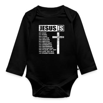 Jésus dieu - Body Bébé bio manches longues - noir - Devant