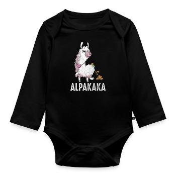 Alpaca funny & cute alpaca gift - Organic Longsleeve Baby Bodysuit - black - Front