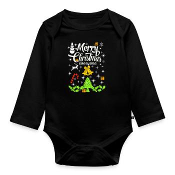 Joyeux Noël, Joyeux Noël, Joyeux Noël - Body Bébé bio manches longues - noir - Devant