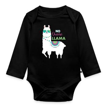 Llama - Organic Longsleeve Baby Bodysuit - black - Front
