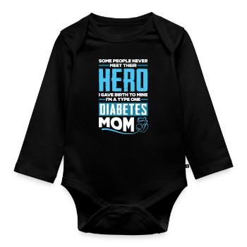 T1D Diabetes Typ 1 Diabetiker Geschenk - Baby Bio-Langarm-Body - Schwarz - Vorne