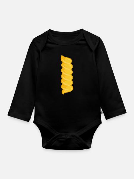 Nudel Fusilli Nudeln - Baby Bio-Langarm-Body - Schwarz