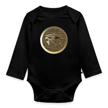 Auge des Horus Pharao Ägypten Glücksbringer - Baby Bio-Langarm-Body - Schwarz - Vorne
