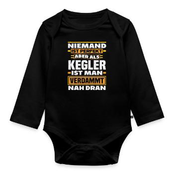 Kegeln Sport - Baby Bio-Langarm-Body - Schwarz - Vorne