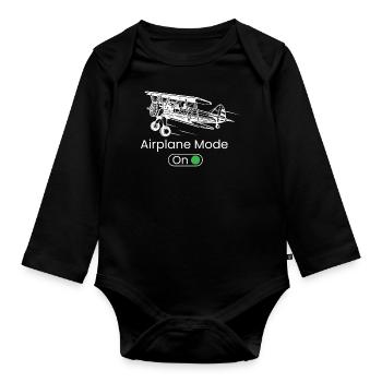 Airplane Mode ON, Cessna, C172, Airplane, Pilot - Organic Longsleeve Baby Bodysuit - black - Front