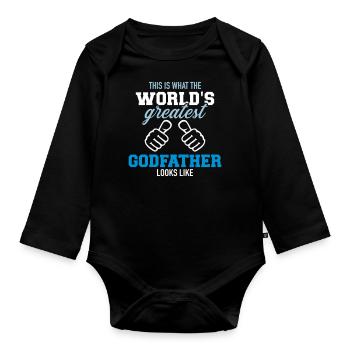 Godfather - Organic Longsleeve Baby Bodysuit - black - Front