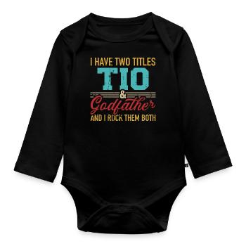 Godfather - Organic Longsleeve Baby Bodysuit - black - Front