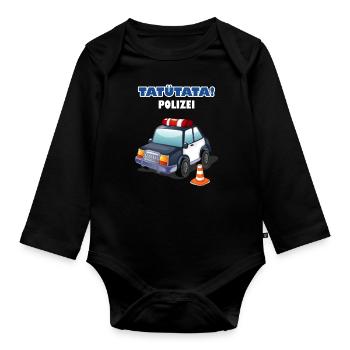 Tatü Tata Polizei Geburtstag Kind Kindergeburtstag - Baby Bio-Langarm-Body - Schwarz - Vorne
