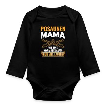 Posaune - Baby Bio-Langarm-Body - Schwarz - Vorne