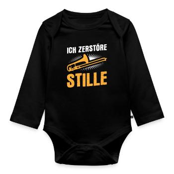Posaune Orchester - Baby Bio-Langarm-Body - Schwarz - Vorne