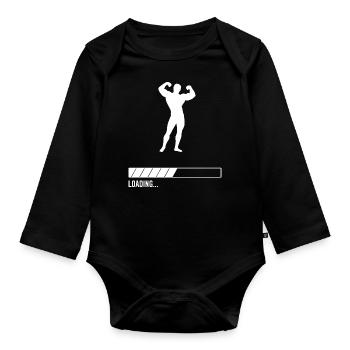 Bodybuilder Loading... - Body Bébé bio manches longues - noir - Devant