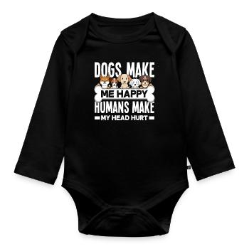 Dog owner, dog lover, dog lover - Organic Longsleeve Baby Bodysuit - black - Front