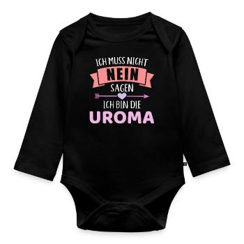 Uroma - Baby Bio-Langarm-Body - Schwarz - Vorne