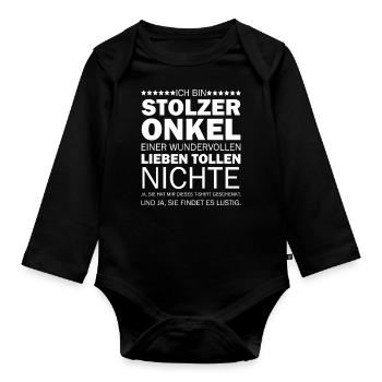 Coole Geschenkidee für Onkel Lustige Sprüche - Baby Bio-Langarm-Body - Schwarz - Vorne