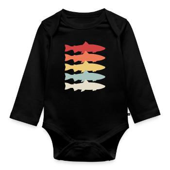 Pêcher Cadeau Steelhead Truite Arc-en-ciel Poisson - Body Bébé bio manches longues - noir - Devant