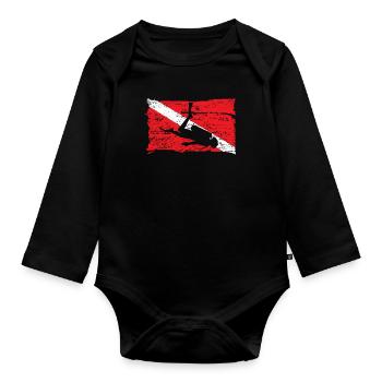 Scuba Diving Flag vintage Divers gift - Baby Bio-Langarm-Body - Schwarz - Vorne