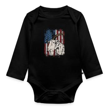 USA Amérique drapeau caprins idée cadeau - Body Bébé bio manches longues - noir - Devant