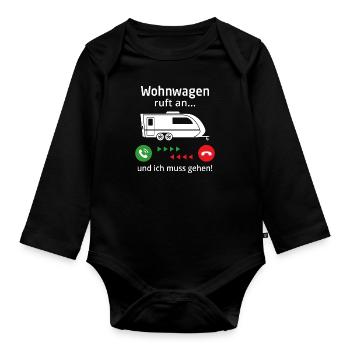 wohnwagen ruft an und ich muss gehen - Baby Bio-Langarm-Body - Schwarz - Vorne