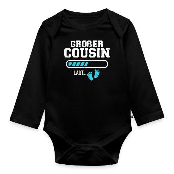 Großer Cousin - Baby Bio-Langarm-Body - Schwarz - Vorne