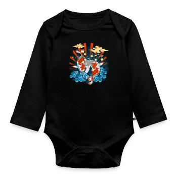 Koi carp goldfish Japan - Organic Longsleeve Baby Bodysuit - black - Front