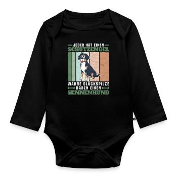Schweizer Sennenhund Bauernhund - Schutzengel - Baby Bio-Langarm-Body - Schwarz - Vorne