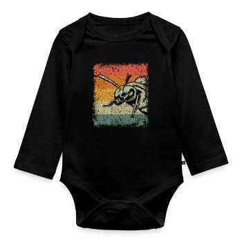 Vintage Biene Wespe Geschenk - Baby Bio-Langarm-Body - Schwarz - Vorne