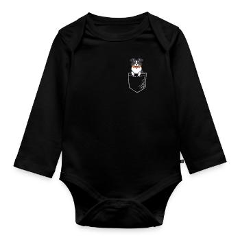 Australischer Hirte - Baby Bio-Langarm-Body - Schwarz - Vorne