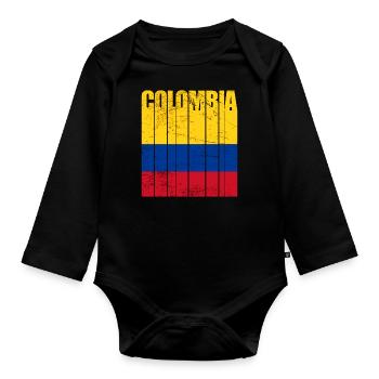 Colombie Drapeau - Body Bébé bio manches longues - noir - Devant