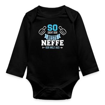 Neffe - Baby Bio-Langarm-Body - Schwarz - Vorne