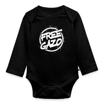 Free Gazo Rapper Haft Rap Hamburg Gangster Knast - Baby Bio-Langarm-Body - Schwarz - Vorne