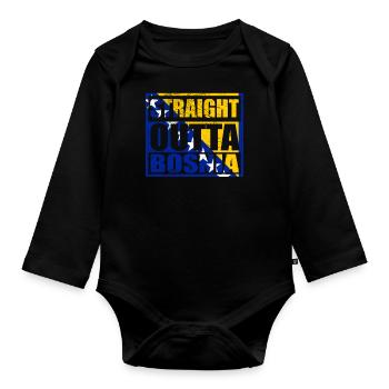 Straight Outta Bosnia - Organic Longsleeve Baby Bodysuit - black - Front