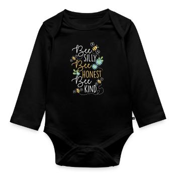 Bee Silly Bee Honest Bee Kind Beekeeper Honey Bee - Baby Bio-Langarm-Body - Schwarz - Vorne