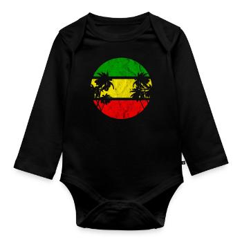 Reggae beach - Organic Longsleeve Baby Bodysuit - black - Front