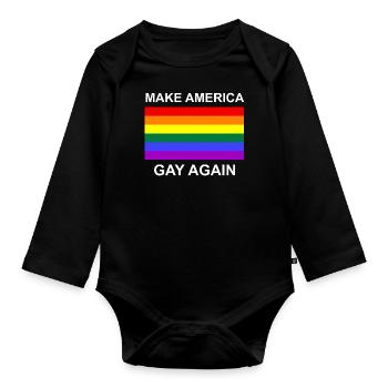 Make America Gay Again LGBT Flag  - Body Bébé bio manches longues - noir - Devant