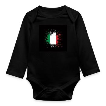 Italy mask italien black mask Maske Italien flag - Baby Bio-Langarm-Body - Schwarz - Vorne