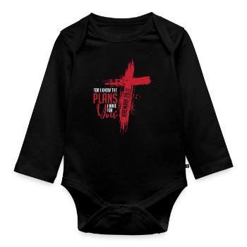 Jérémie 29:11 Verset biblique religieux chrétien - Body Bébé bio manches longues - noir - Devant